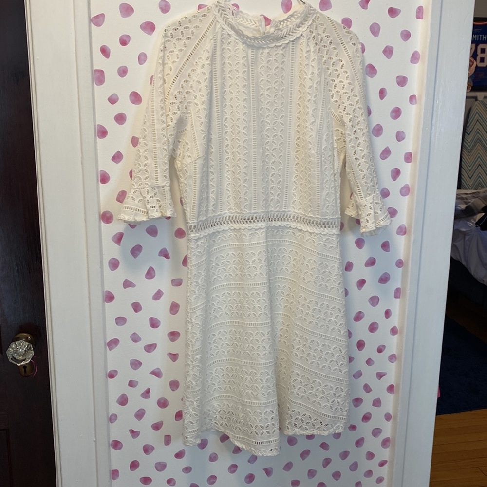 Simplee A Line Eyelet Mini Dress 1/2 Sleeve Crew-neck Women’s Size XL
